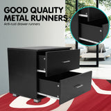NNEDPE Bedside Table with Drawers MDF Wood - Black