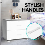 NNEDPE Bedside Table with Drawers MDF - Black White