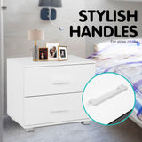 NNEDPE Bedside Table with Drawers MDF - White