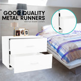 NNEDPE Bedside Table with Drawers MDF - White