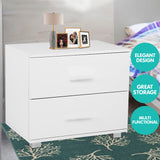 NNEDPE Bedside Table with Drawers MDF - White