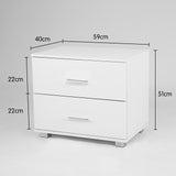 NNEDPE Bedside Table with Drawers MDF - White