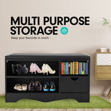 NNEDPE Shoe Rack Cabinet Organiser Black Cushion - 80 x 30 x 45 - Black