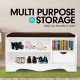 NNEDPE Shoe Rack Cabinet Organiser Brown Cushion - 80 x 30 x 45 - White