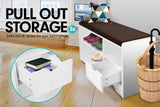 NNEDPE Shoe Rack Cabinet Organiser Brown Cushion - 80 x 30 x 45 - White