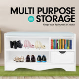 NNEDPE Shoe Rack Cabinet Organiser Grey Cushion - 80 x 30 x 45 - White