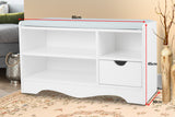 NNEDPE Shoe Rack Cabinet Organiser Grey Cushion - 80 x 30 x 45 - White