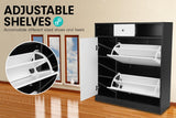 NNEDPE Shoe Rack Cabinet Wooden Storage Organiser Shelf Cupboard Drawer
