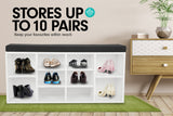 NNEDPE Shoe Rack Cabinet Organiser Black Cushion - 104 x 30 x 48 - White