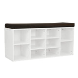 NNEDPE Shoe Rack Cabinet Organiser Brown Cushion - 104 x 30 x 45 - White