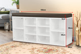 NNEDPE Shoe Rack Cabinet Organiser Brown Cushion - 104 x 30 x 45 - White