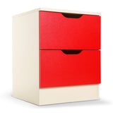 NNEDPE Bedside Table with Drawers MDF Cabinet Storage 51 x 40cm - White Red