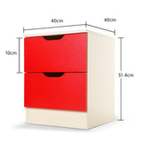 NNEDPE Bedside Table with Drawers MDF Cabinet Storage 51 x 40cm - White Red