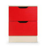 NNEDPE Bedside Table with Drawers MDF Cabinet Storage 51 x 40cm - White Red