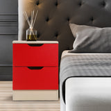 NNEDPE Bedside Table with Drawers MDF Cabinet Storage 51 x 40cm - White Red