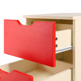 NNEDPE Bedside Table with Drawers MDF Cabinet Storage 51 x 40cm - White Red