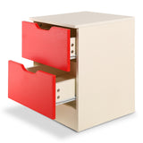 NNEDPE Bedside Table with Drawers MDF Cabinet Storage 51 x 40cm - White Red
