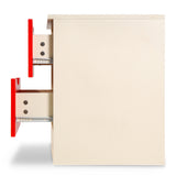 NNEDPE Bedside Table with Drawers MDF Cabinet Storage 51 x 40cm - White Red