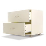 NNEDPE Bedside Table with Drawers MDF Cabinet Storage - White
