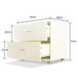 NNEDPE Bedside Table with Drawers MDF Cabinet Storage - White