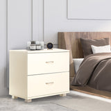 NNEDPE Bedside Table with Drawers MDF Cabinet Storage - White