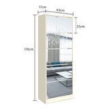 NNEDPE Mirrored Shoe Storage Cabinet Organizer - 63 x 17 x 170cm