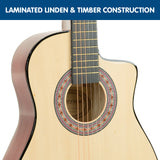 NNEDPE 38in Cutaway Acoustic Guitar with guitar bag - Natural