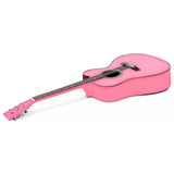 NNEDPE 38in Cutaway Acoustic Guitar with guitar bag - Pink