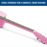 NNEDPE 38in Cutaway Acoustic Guitar with guitar bag - Pink