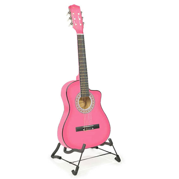 NNEDPE 38in Cutaway Acoustic Guitar with guitar bag - Pink