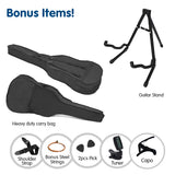NNEDPE Karrera 38in Pro Cutaway Acoustic Guitar with Carry Bag - Black