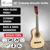 NNEDPE 38in Pro Cutaway Acoustic Guitar with guitar bag - Natural