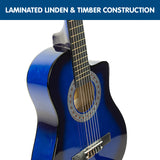 NNEDPE Karrera 38in Pro Cutaway Acoustic Guitar with Bag Strings - Blue Burst