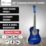 NNEDPE Karrera 38in Pro Cutaway Acoustic Guitar with Bag Strings - Blue Burst