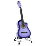 NNEDPE 38in Pro Cutaway Acoustic Guitar with guitar bag - Purple Burst