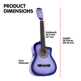 NNEDPE 38in Pro Cutaway Acoustic Guitar with guitar bag - Purple Burst