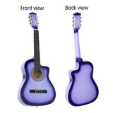 NNEDPE 38in Pro Cutaway Acoustic Guitar with guitar bag - Purple Burst