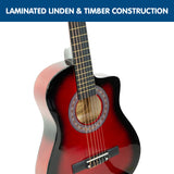 NNEDPE Karrera 38in Pro Cutaway Acoustic Guitar with guitar bag - Red Burst