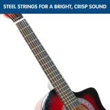 NNEDPE Karrera 38in Pro Cutaway Acoustic Guitar with guitar bag - Red Burst