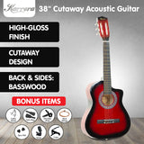 NNEDPE Karrera 38in Pro Cutaway Acoustic Guitar with guitar bag - Red Burst