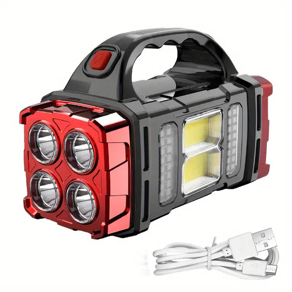 NNETM Red Tactical LED Solar Camping Light - Portable Rechargeable Flashlight