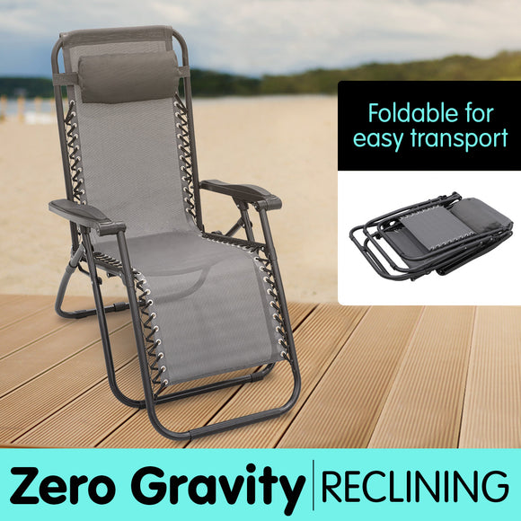 NNEDPE Zero Gravity Reclining Deck Chair - Grey