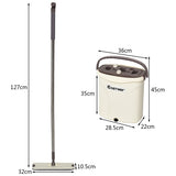 NNECW Flat Squeeze Mop & Bucket Set with 2 Microfiber Pads for Hand-Free Wringing