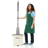 NNECW Flat Squeeze Mop & Bucket Set with 2 Microfiber Pads for Hand-Free Wringing