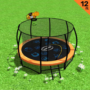 NNEDPE Kahuna Pro 12ft Trampoline with Mat, Reversible Pad, Basketball Set