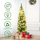 NNECW 1.5 M Slim Pencil Christmas Tree with Branch Tips for Indoor Decoration