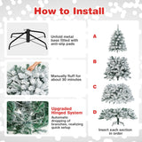 NNECW 2.3m Snow Flocked Artificial Christmas Tree with 1010 Tips