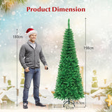 NNECW 1.98 M Artificial Pencil Christmas Tree with LED Lights for Home & Shop
