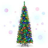 NNECW 1.98 M Artificial Pencil Christmas Tree with LED Lights for Home & Shop