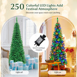 NNECW 1.98 M Artificial Pencil Christmas Tree with LED Lights for Home & Shop